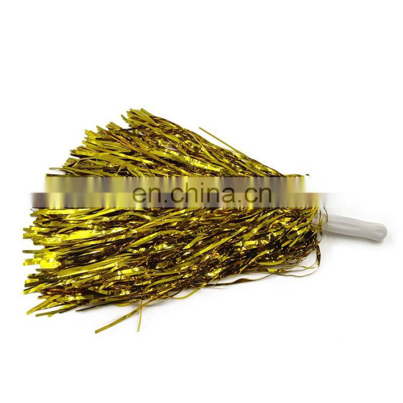 2017 hot promotion gifts wholesale gold cheerleading compressible tinsel pom poms MFJ-0078