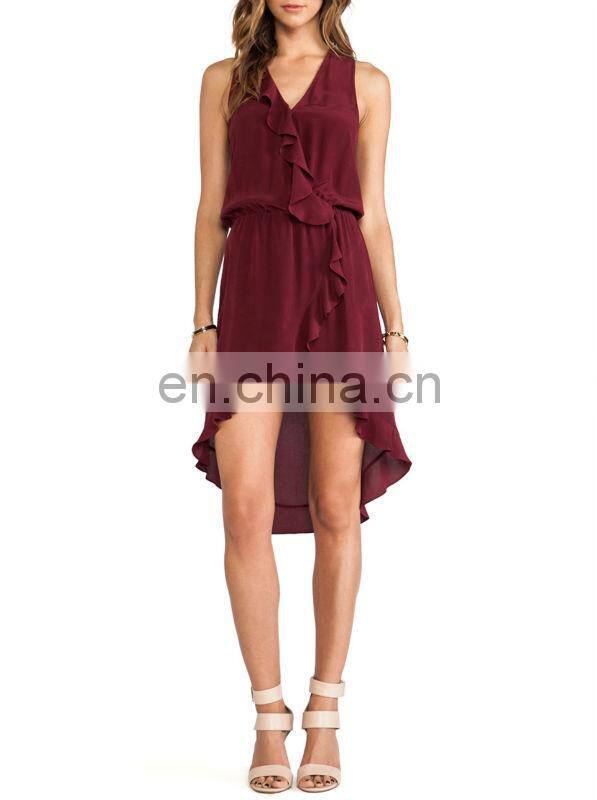 CHEFON Ruffled high-low designer long dresses