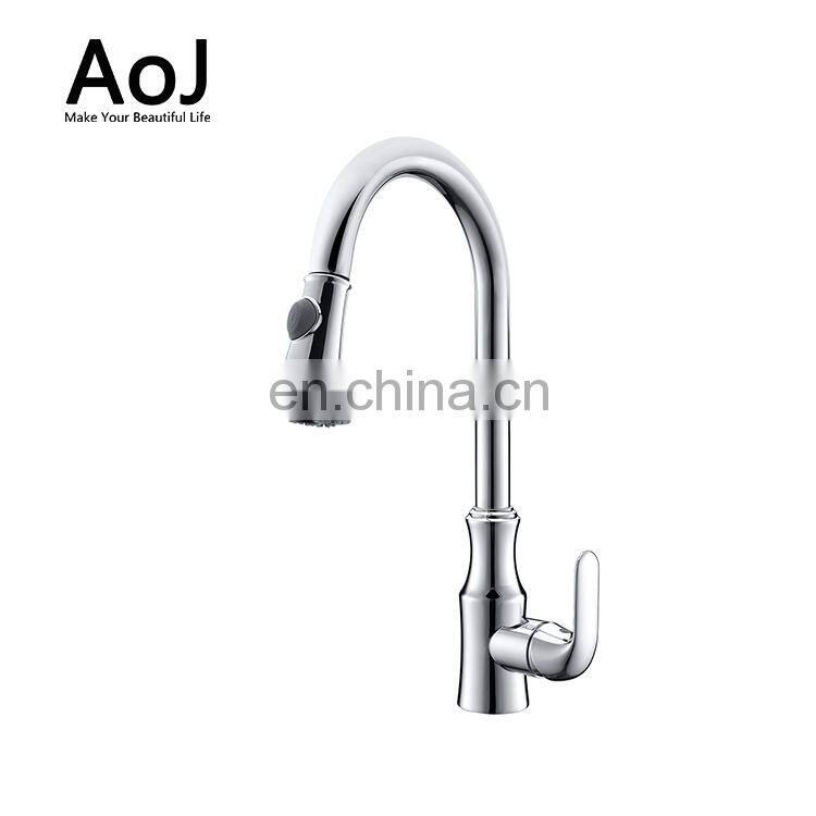 Economic brass kitchen faucet single handle pull out mixer tap gold plated kitchen sink faucets