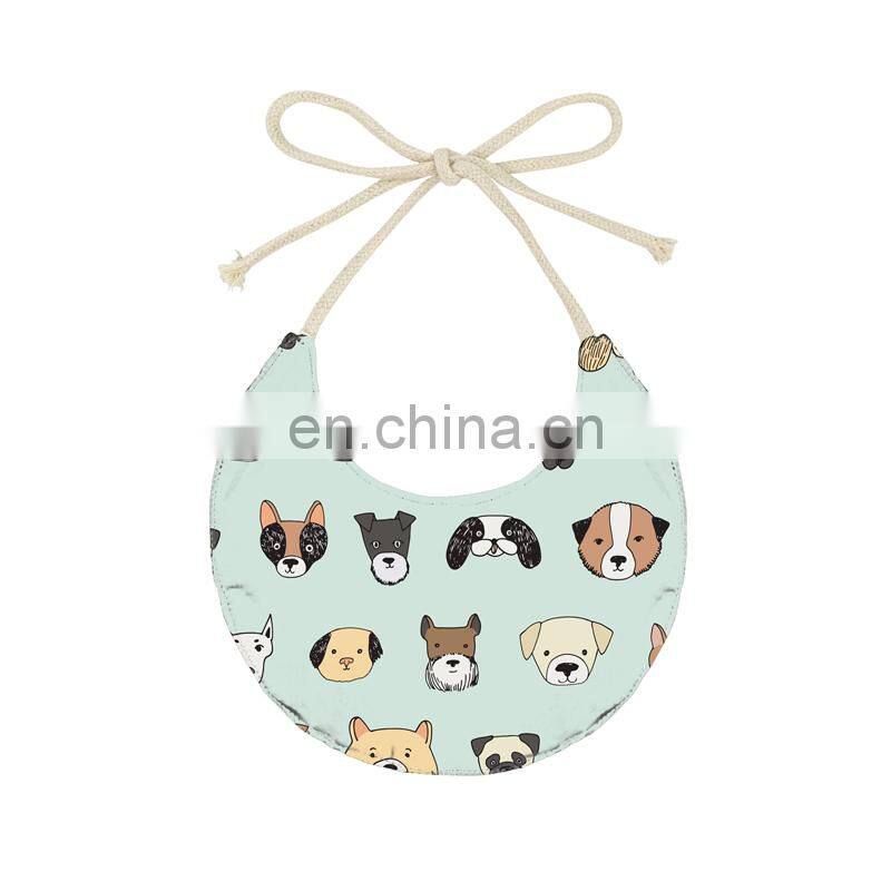 Cute cat footprints soft round shape double side toddler baby bandana drool bibs