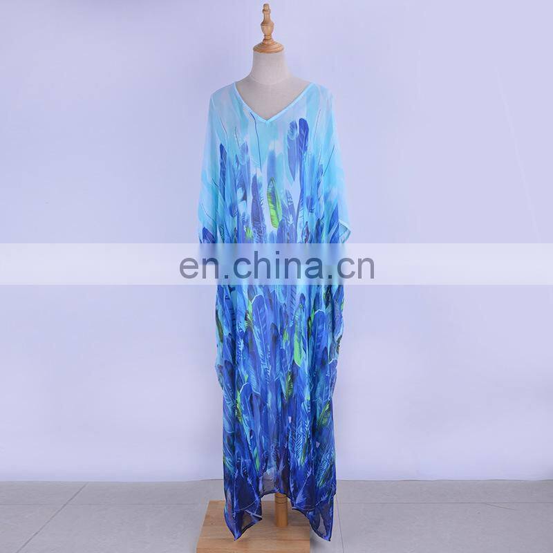 Plus size Chiffon Robe de Plage Long Print Beach Dress Swimsuit cover up Pareos de Playa Mujer Beach cover up Sarong Beachwear