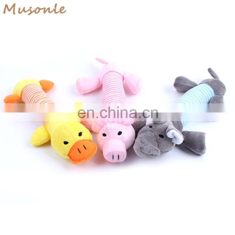 Duck Pig Elephant Pattern Floppy Dog Squeaky Chew Plush Pet Toy