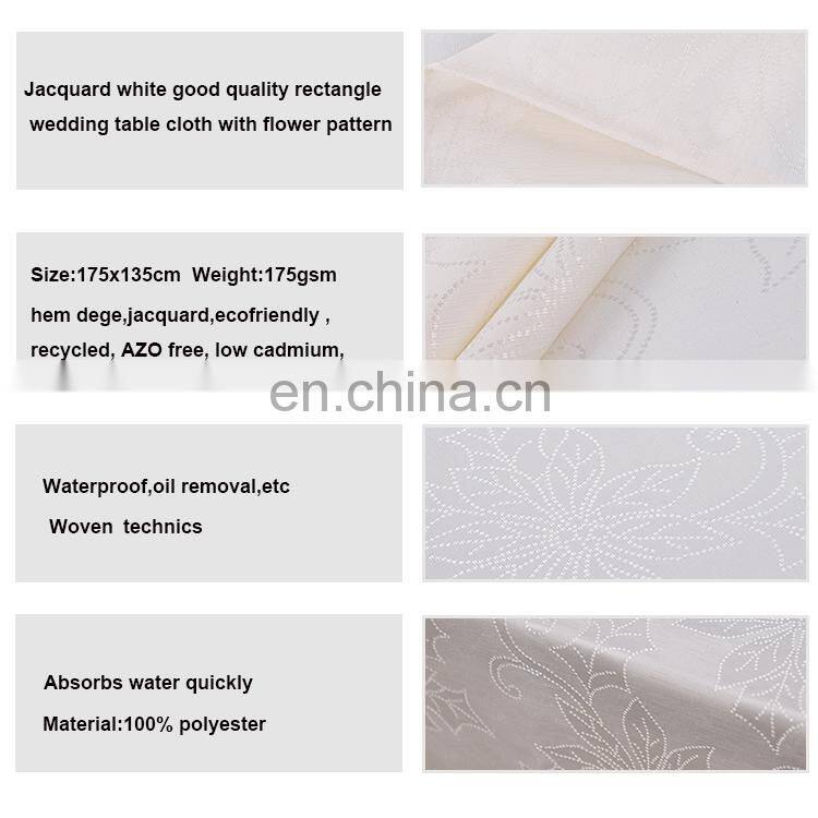 2019 high quality printing tablecloth jacquard white rectangle banquet party home wedding church table cloth with flower pattern