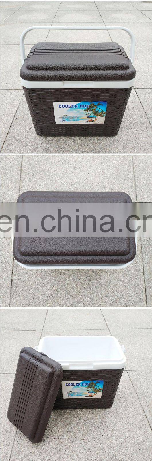 The new product surface like rattan wave effect plastic ice cooler box outdoor cooling box sets for camping and food trasportio