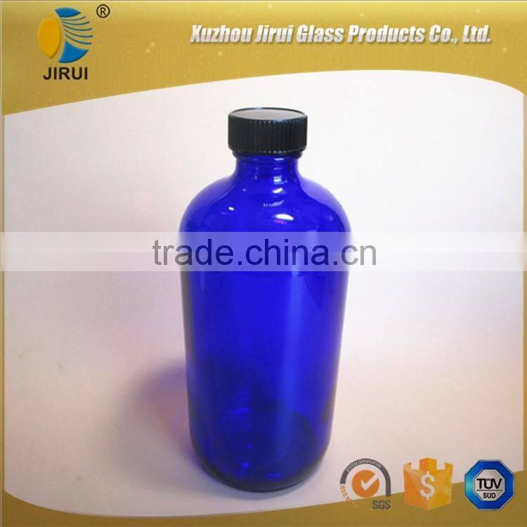 Blue boston glass bottle with trigger sprayer 16oz