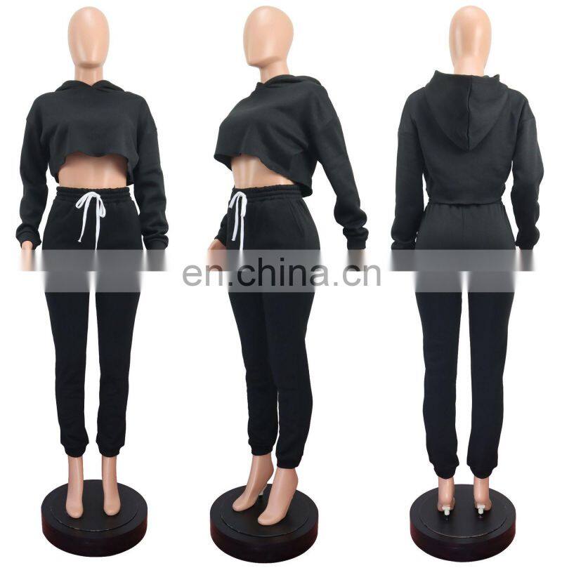Customized wholesale two-piece women's casual wear two-piece hoodie plus size sweatpants suit jogging suit women