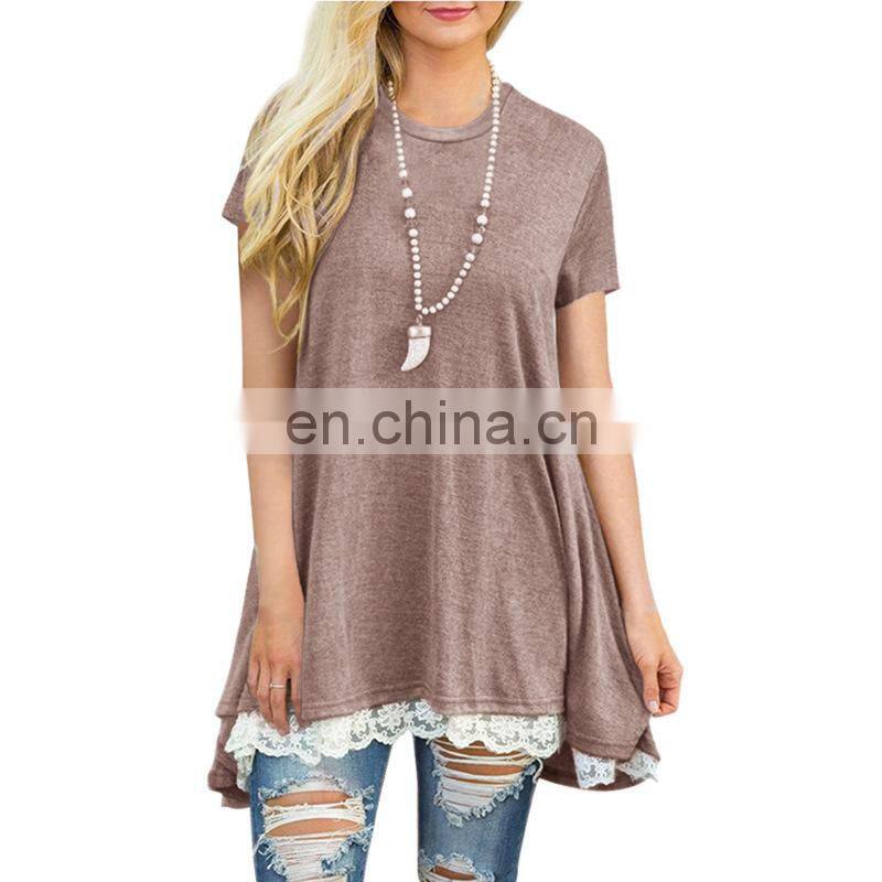 Factory Outlet 2021 Christmas Plus Size Women's Top Stitching New European and American Lace Long Sleeve Fat MM Casual Wear