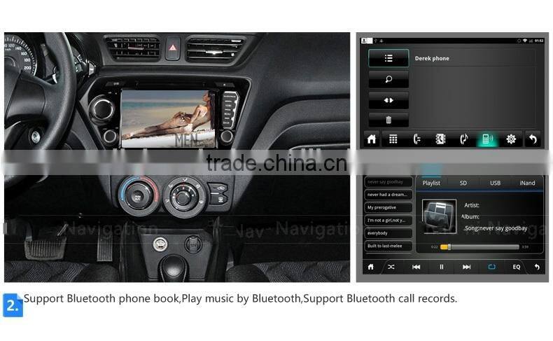 Android 4.2 Car dvd gps/Glonass for KIA K2 RIO 3G WiFi radio RDS bluetooth 1024*600 screen