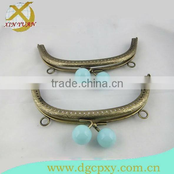 New fashion large blue candy head metal beaded frames for coin purse