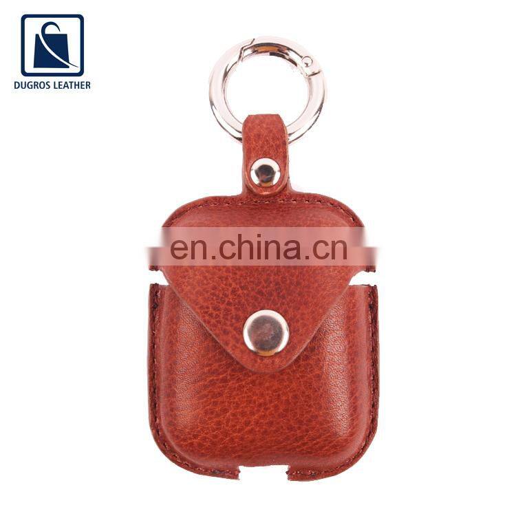 Unique Design Matching Stitching Polyester Lining Material Genuine Leather Airtag Key Chain at Factory Price