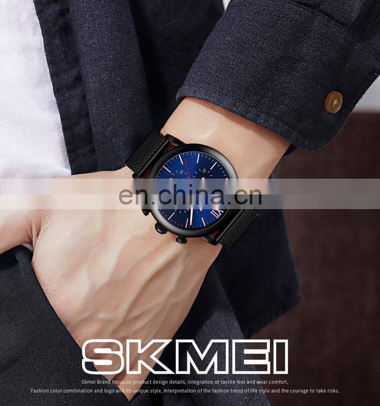 Brand your logo skmei 9203 stainless steel strap quartz men wristwatch waterproof 3ATM