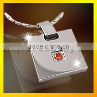 square cross pendant shiny polished titanium or stainless steel pendant for women or men