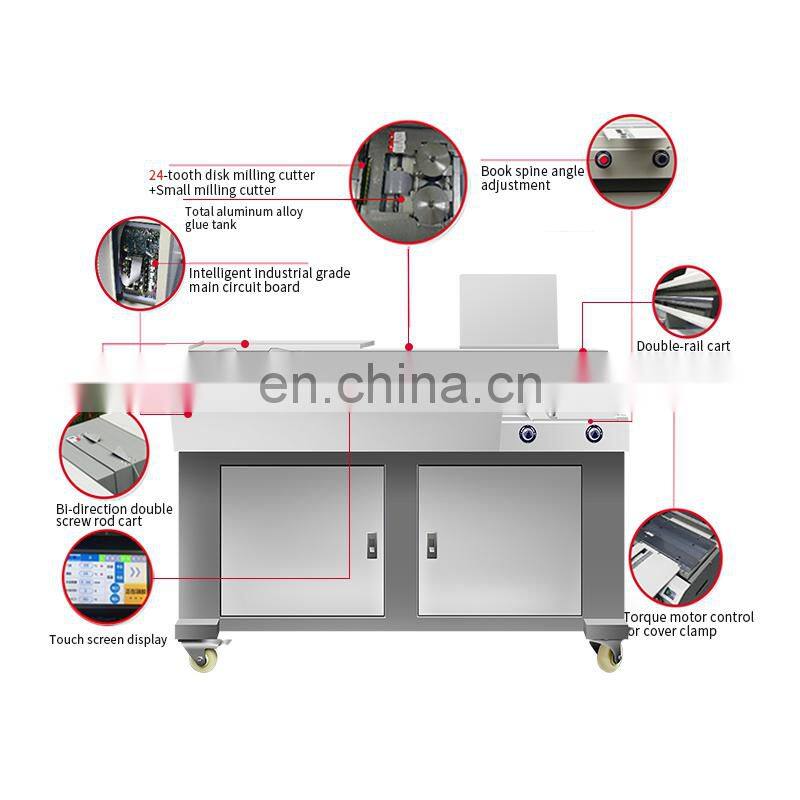 Guaranteed Quality A3 Perfect Hot Glue Book Binder Binding Machine With Bi-Direction Double Screw Rod Cart