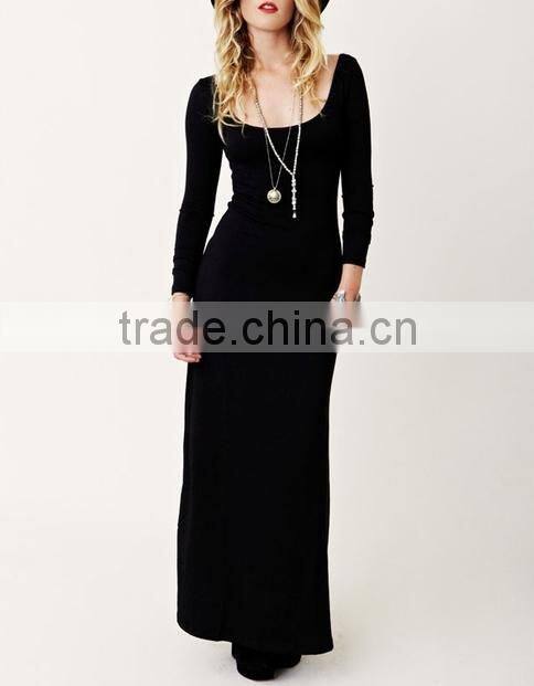 2015 Customized Plus Size long sleeve maxi dress
