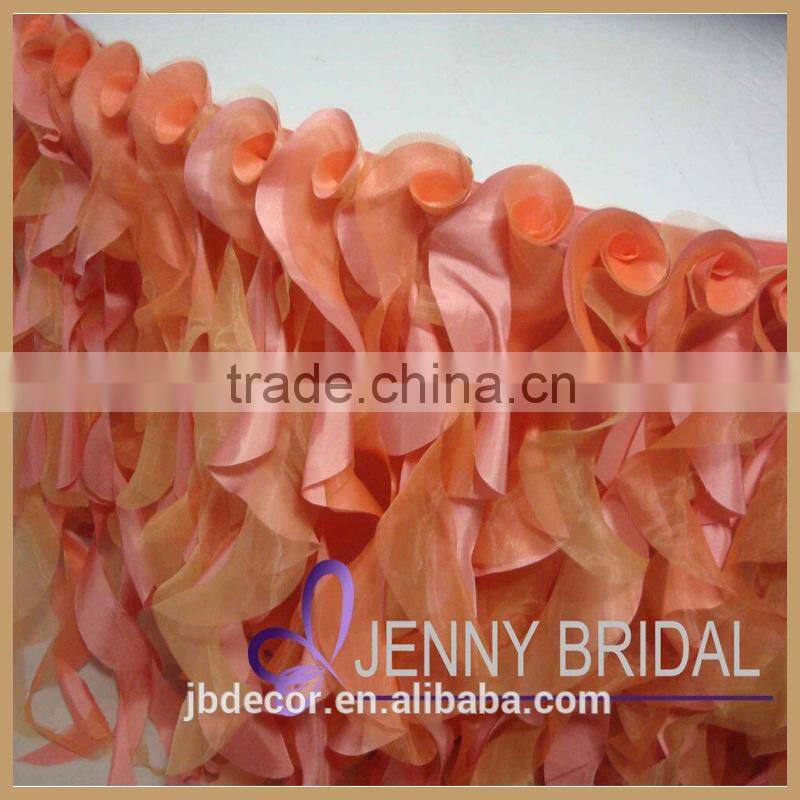 TS055D beautiful fancy organza curly willow table skirting for wedding