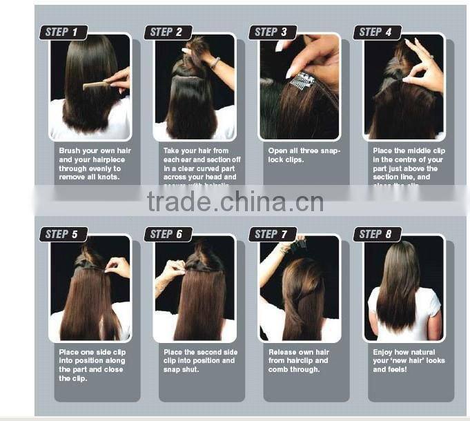 Top quality popular remy silky human hair Clip On Hair Extension