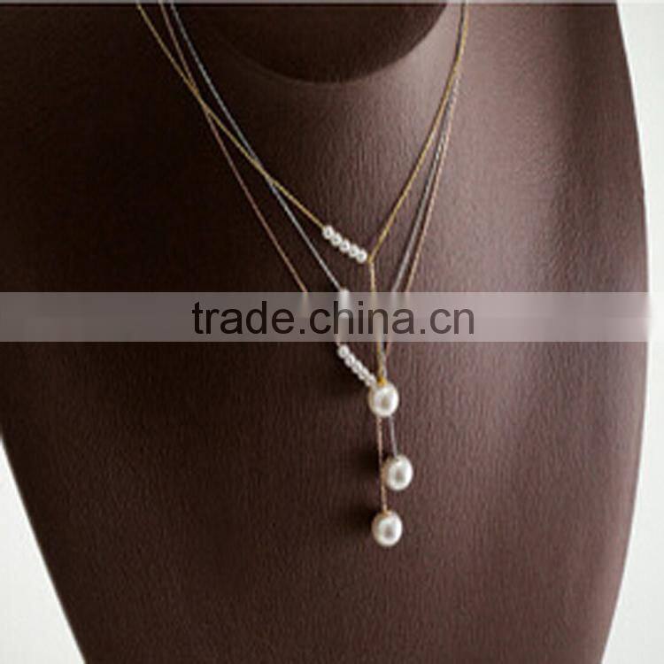 2015 Elegant fine jewelry nature pearl alloy white color chain necklace contracted sweet pearl necklace
