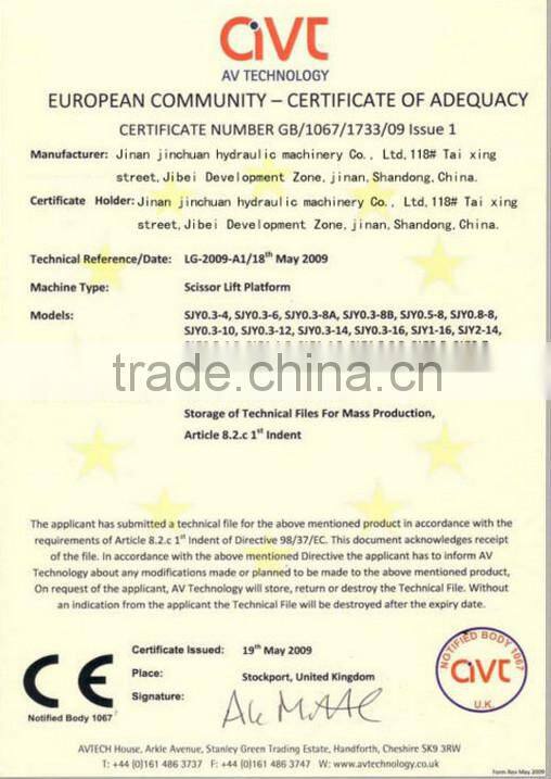 SJPT mobile hydraulic scissor lift