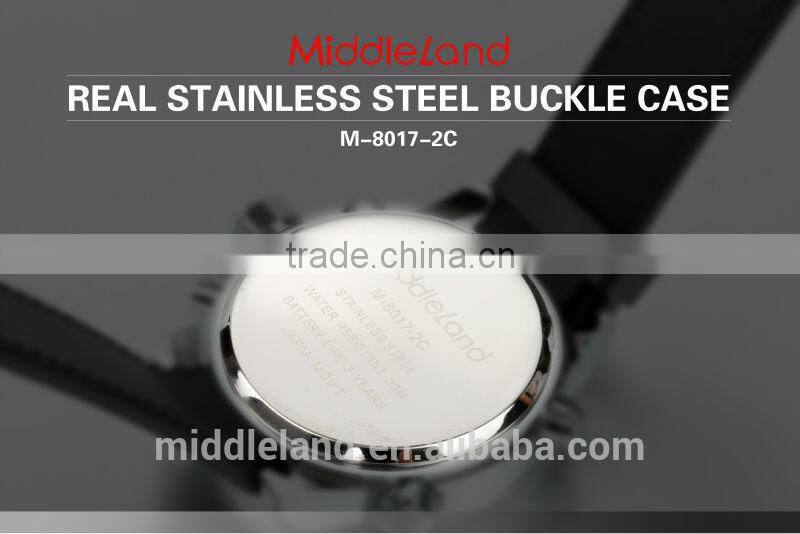 NEW!LED watch with leather band 2015 middleland show into market