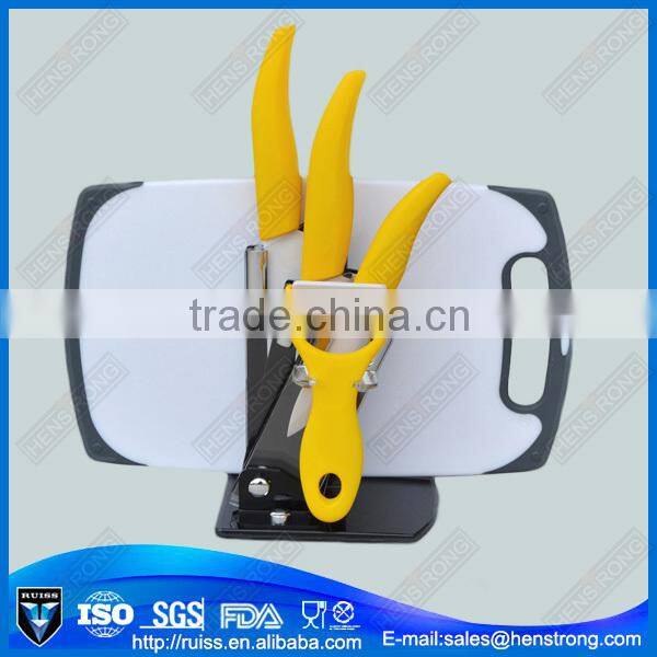 Handmade plastic banana shape handle ceramic kitchen knife