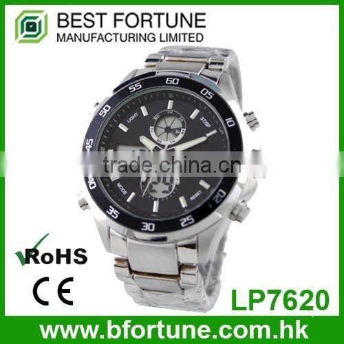 LP7630 Wholesale classic all stainless steel dual time luxury watch