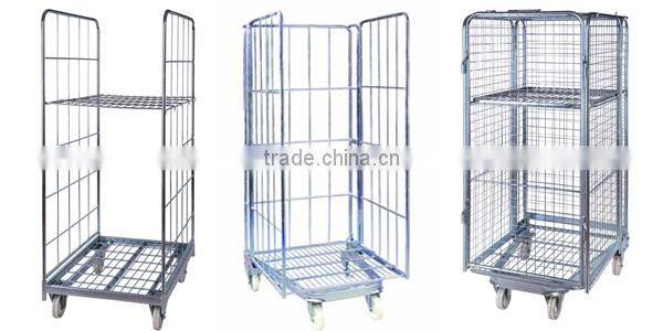 Supermarket warehouse folding cargo pallet trolley