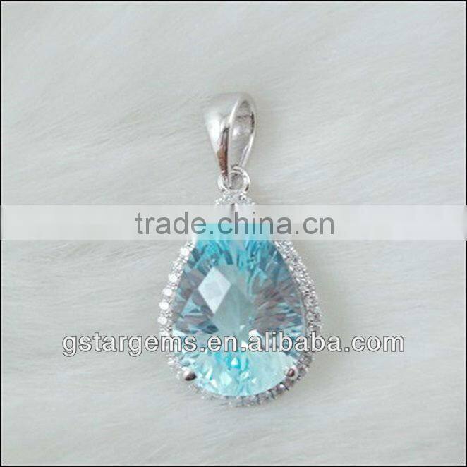 rhodium plated jewelry Natural Blue Topaz Ring