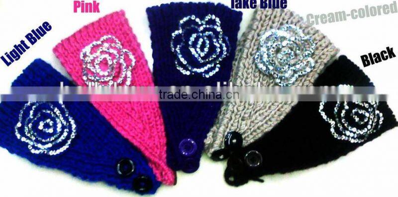 Diamond Handmade Knitted Lady Flower Headband