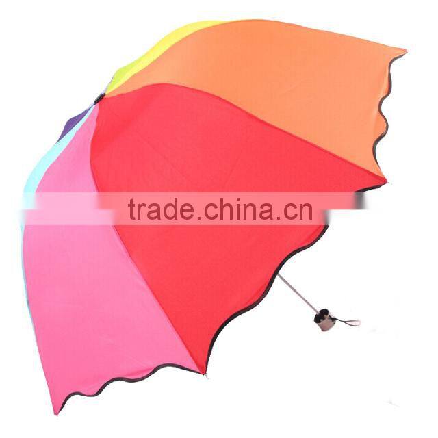 New inventions 3 fold sun protection rainbow umbrella for sale