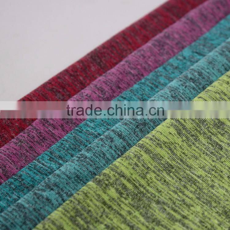 Grey melange polyester viscose spandex jersey fabric for sweart shirt