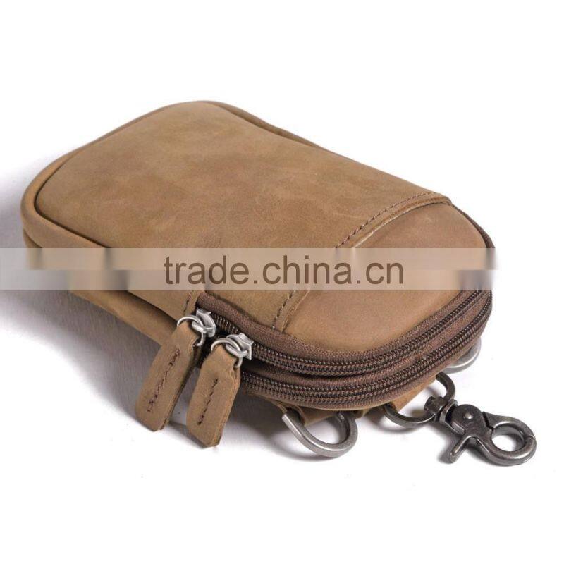 Men Crazy Horse Leather Sport Tactical Fanny Pack Pocket Organizer Travel Tool