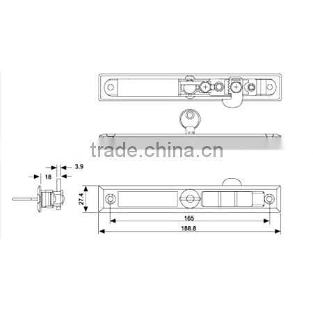 Silver Aluminium Window Lock With Key Double sides locks