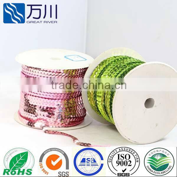 2012 Best selling garment accessories sequin string,high quality PVC sequin paillette trimming wholesale