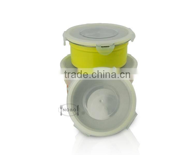 3pcs colorize stainelss steel coating crisper box set with airtight lid