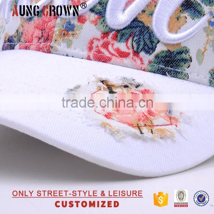 Plain Cotton Twill Flower 6 Panel Baseball Cap