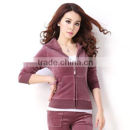 Hot Fall Stylish Womens Sport Suit Clothes red Velour Tracksuit