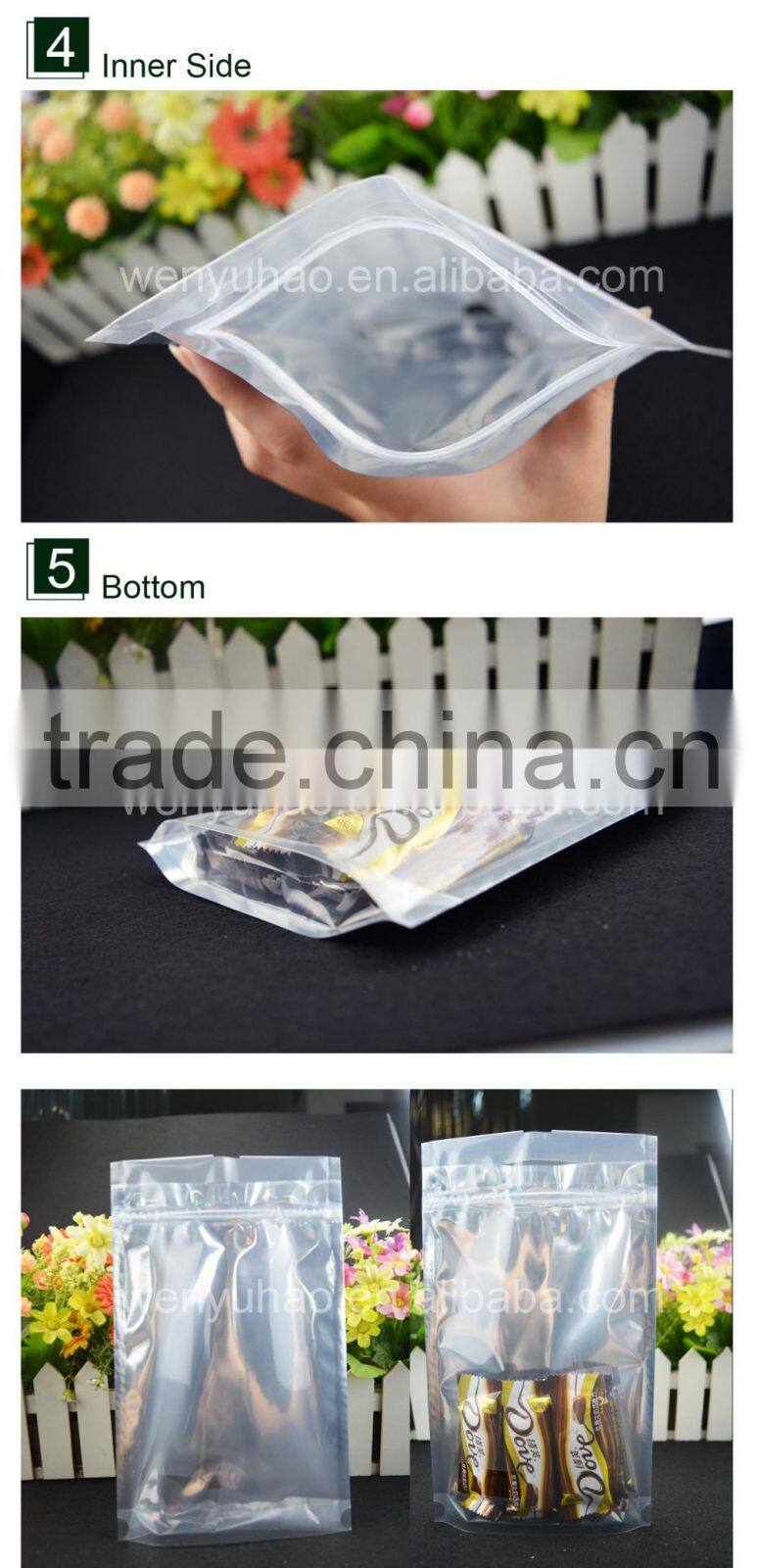 Laminated zip lock one side clear resealable aluminum foil packaging bags factory price