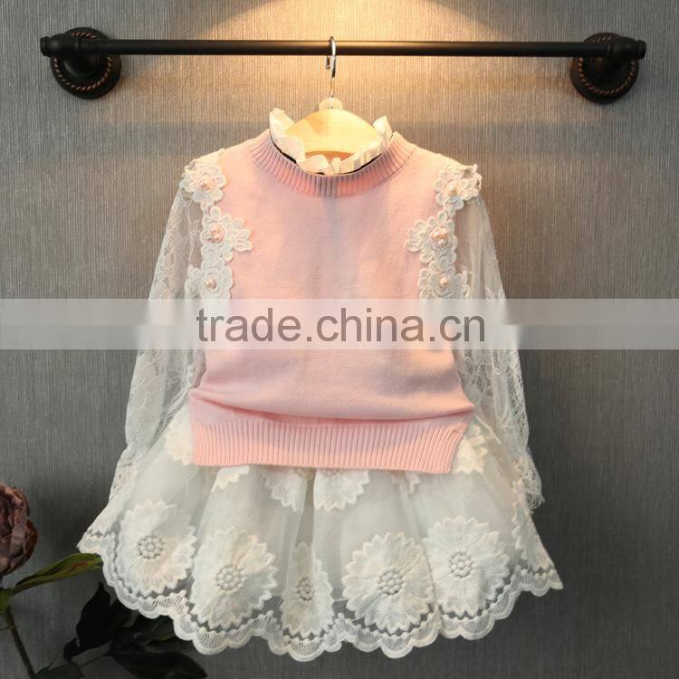 2016 fashion low price flower low MOQ sweater standing neck japan children clothing