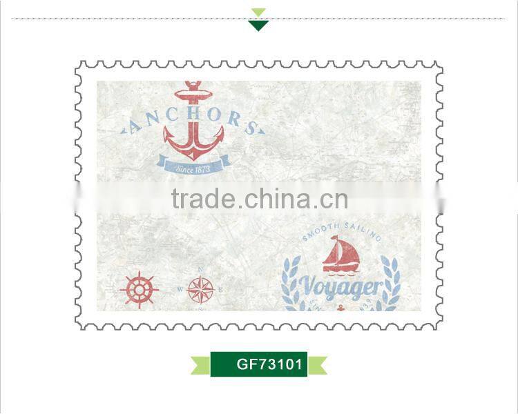 hot sale printing non woven wallpaper, grey for kids nautical wall mural for kids bedroom , decoration wall decal supplier