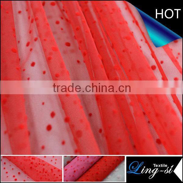 Flocked Mesh Fabric for Dress and Clothing