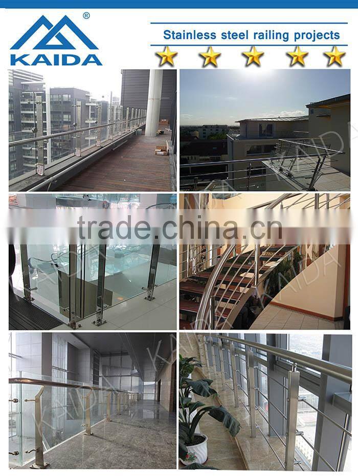 Glass no need to cut hole steel balustrade for shopping mall