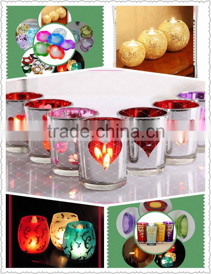 spraying green color tealight glass candle holder holiday decoration in valentines day