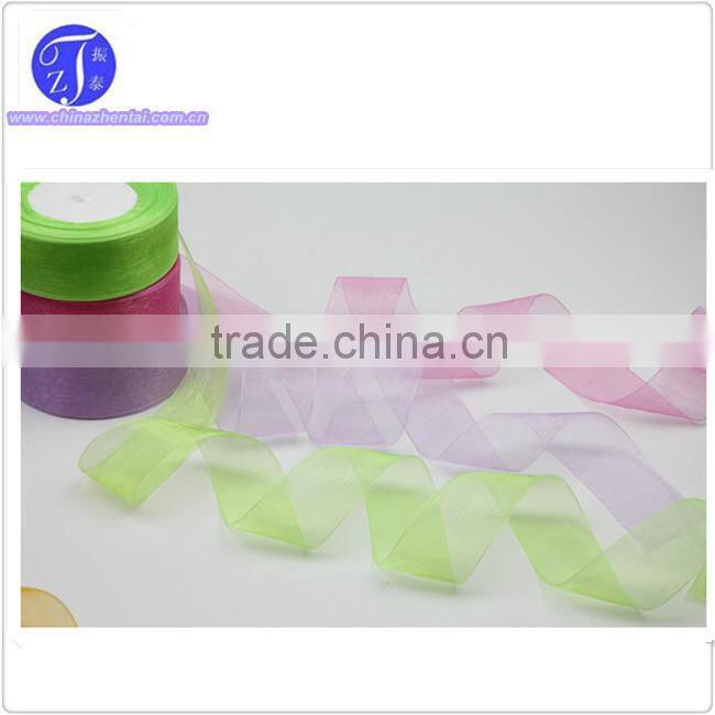 China Manufacturer supply colorful satin edges organza ribbon with gold wire