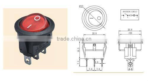 Round appliance rocker switch ON OFF&ON OFF ON circuit black color 3 pins electrical component
