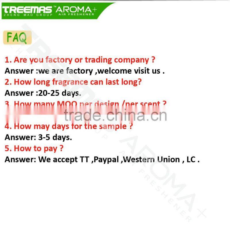 Funny shape customize design logo printing fragrance car air freshener for car home use