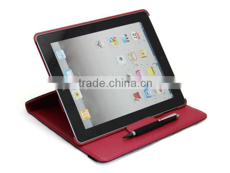 360 degree rotation pu leather case for ipad 2/3