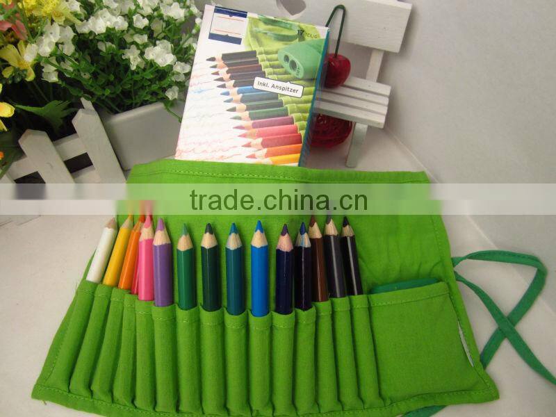 jumbo triangle coloring pencils /green cloth bag /senior grade jumbo color pencil