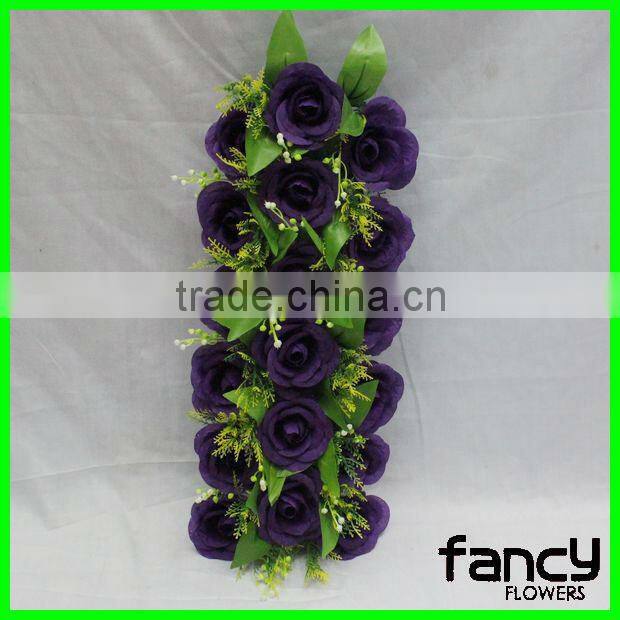 wholesale artificial silk purple funeral flowers