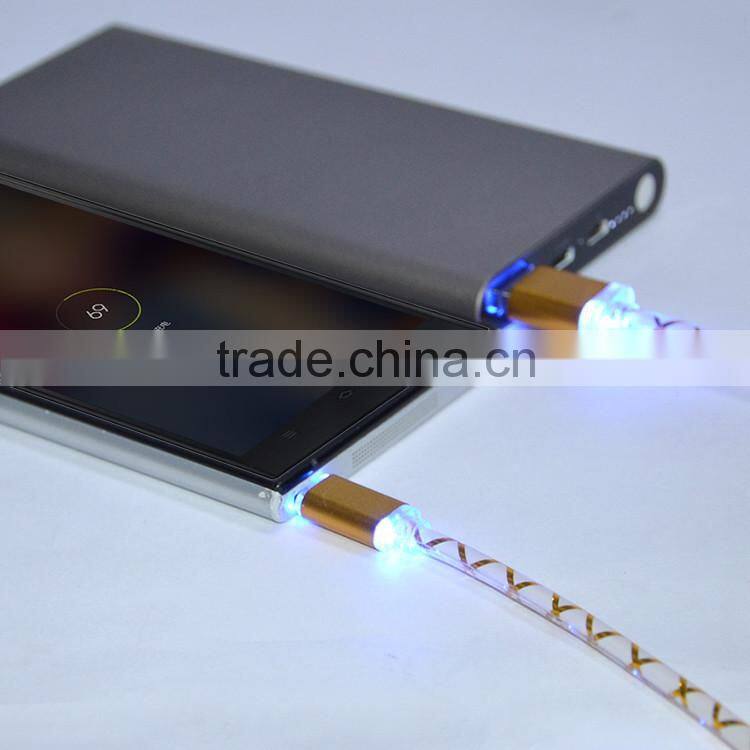 2A big current LED flash lights charging cable for Android smartphones