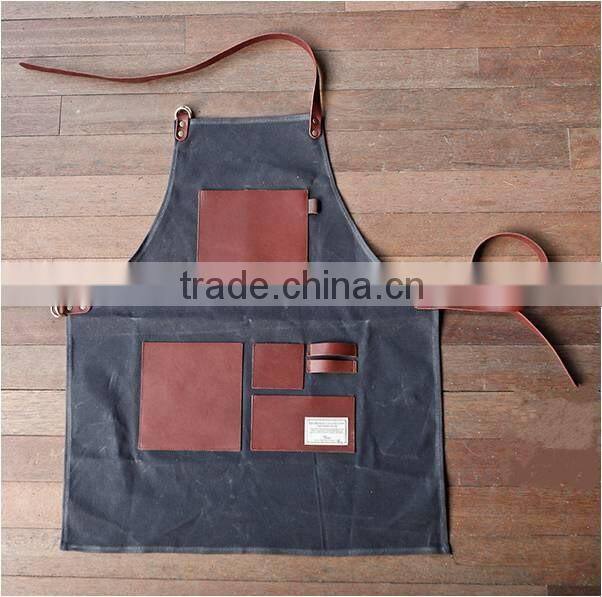 Custom high quality leather work apron canvas for men